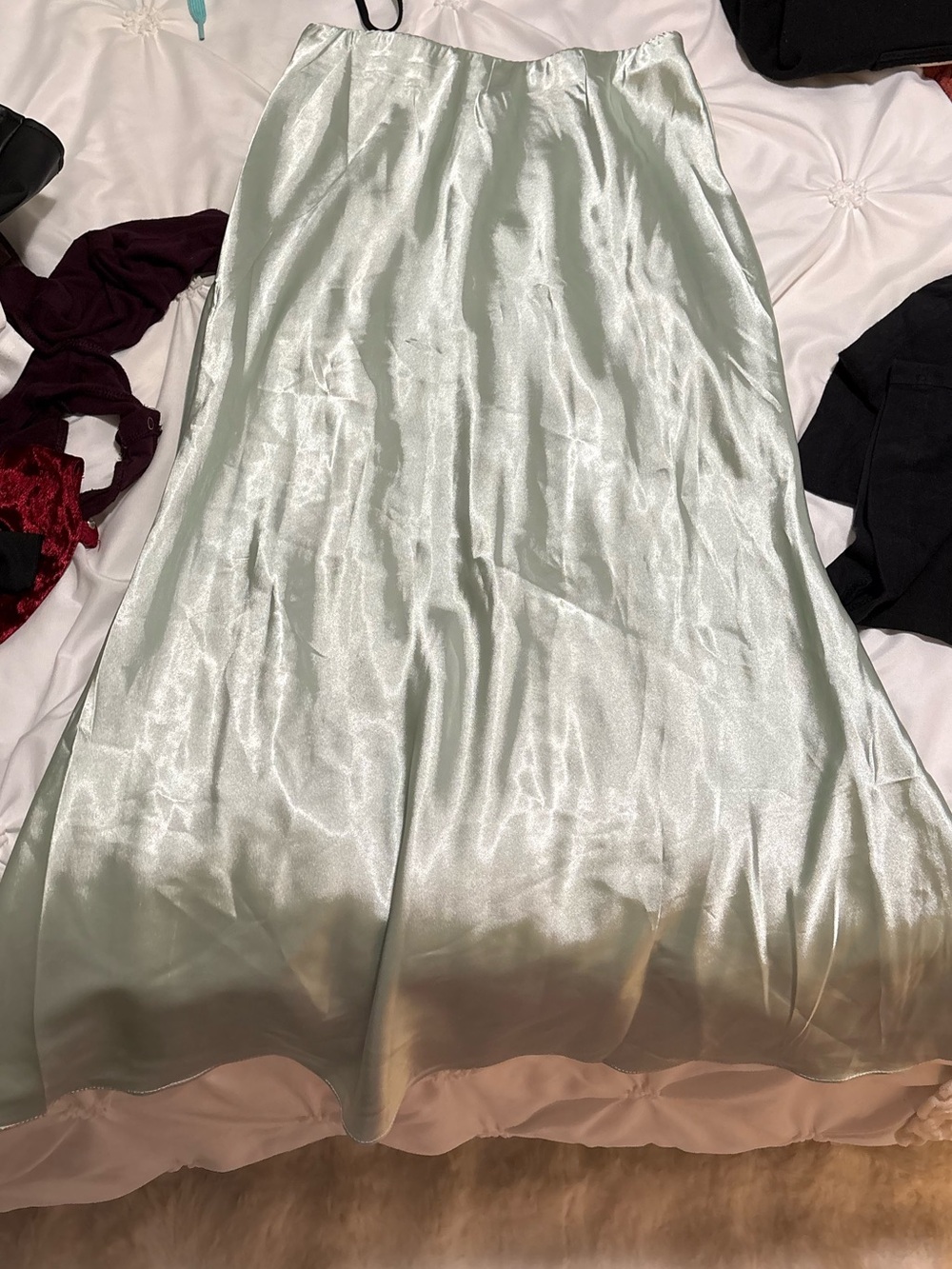Zeagoo (Amazon Brand) Satin Maxi Slip Skirt in Light Mint